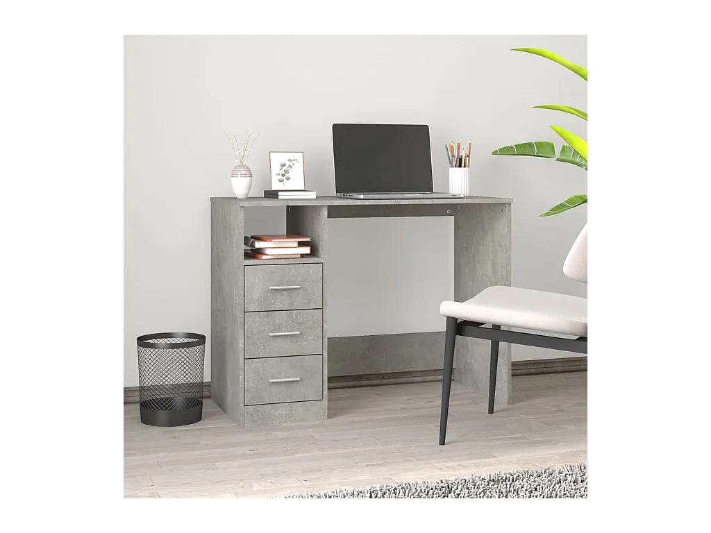 Bureau avec tiroirs Gris béton 102x50x76 cm Bois d'ingénierie