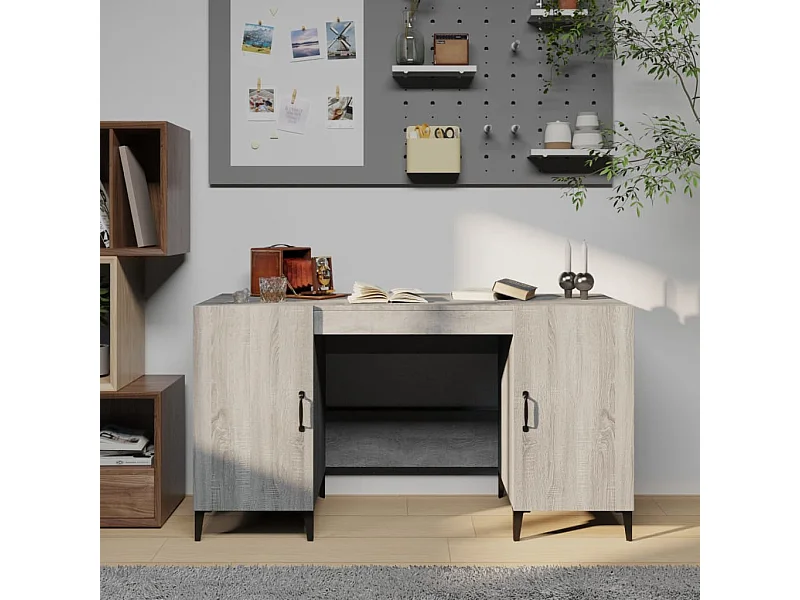 Bureau Sonoma gris 140x50x75 cm Bois d'ingénierie