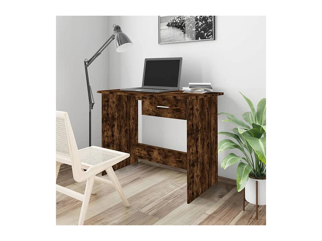 Bureau Chêne fumé 100x50x76 cm Bois d'ingénierie
