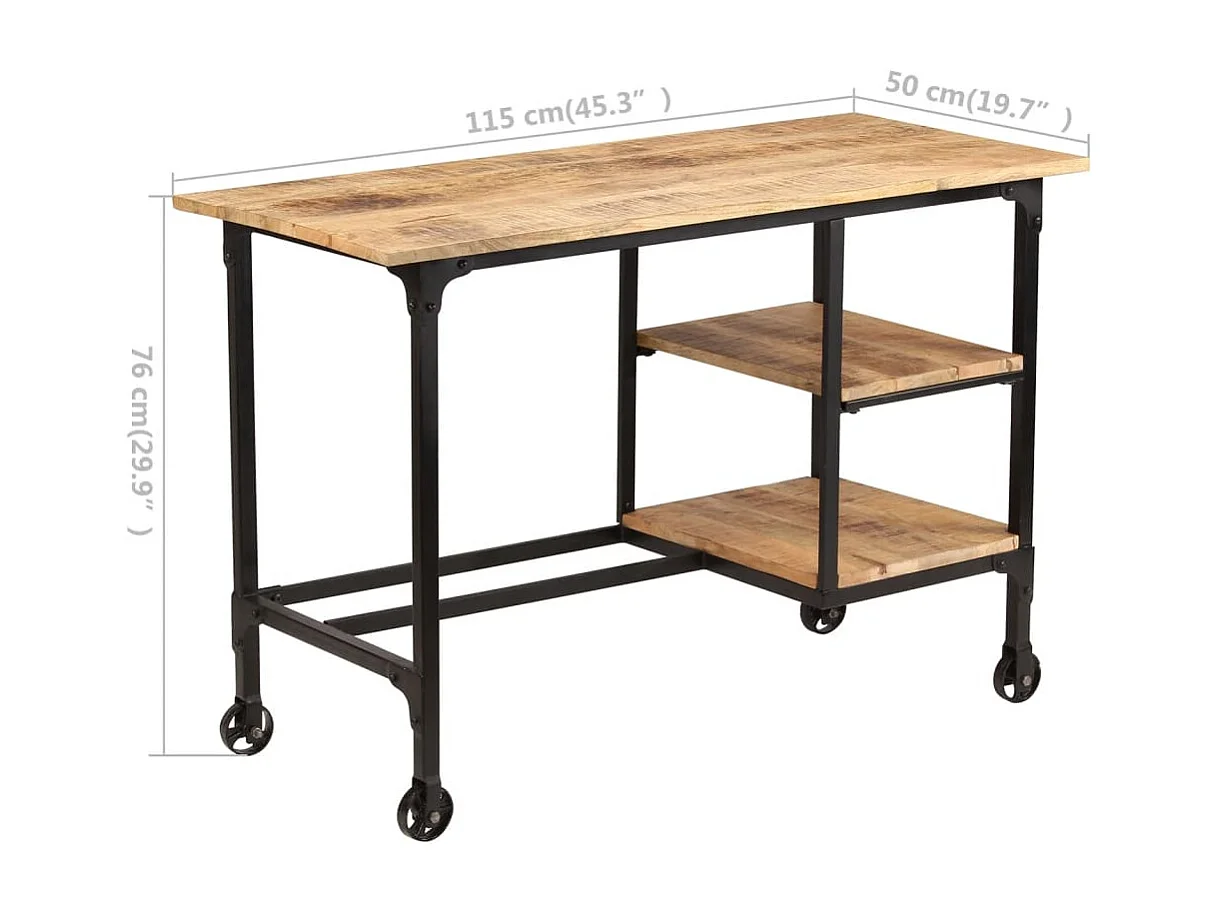 Schreibtisch mit Klapphocker Mangoholz Massiv 115x50x76 cm