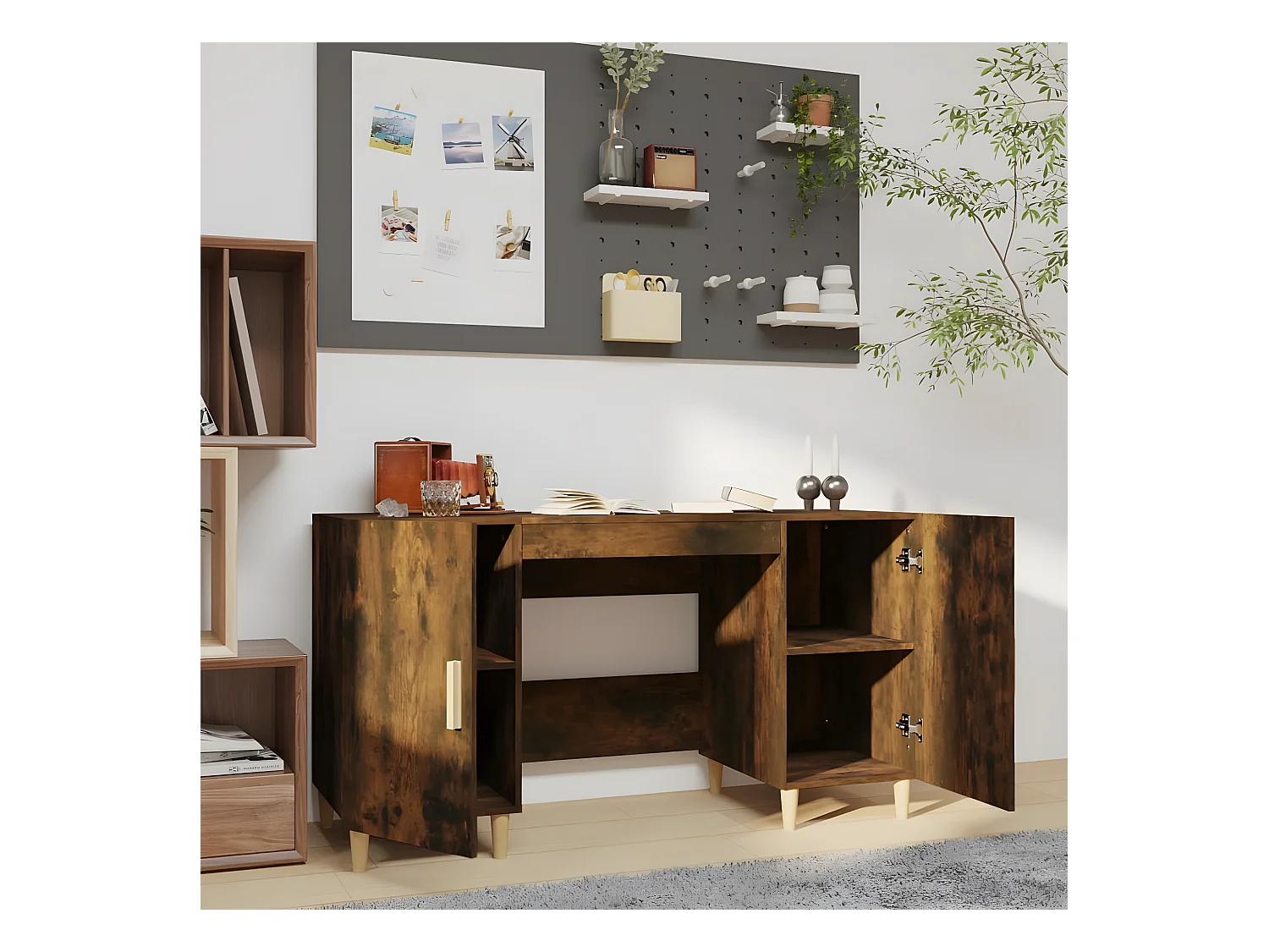 Schreibtisch Räuchereiche 140x50x75 cm Holzwerkstoff