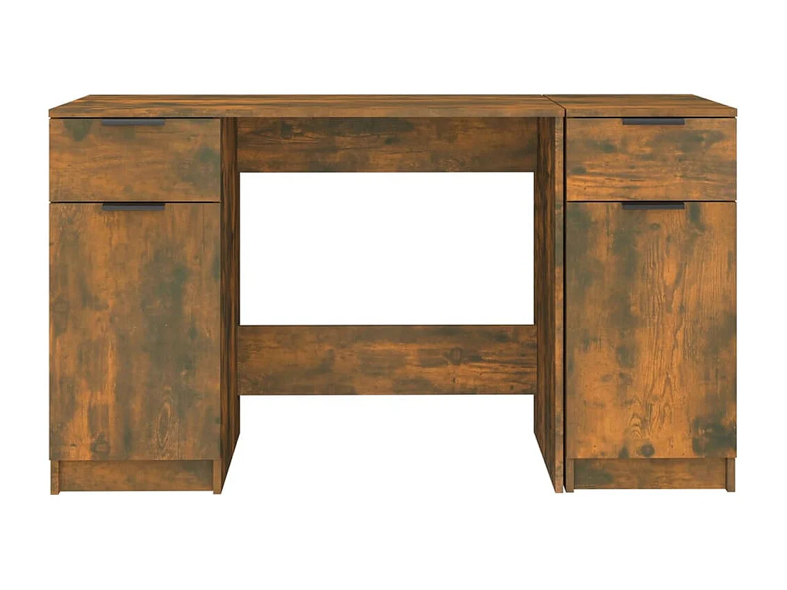 Bureau avec armoire latérale Chêne fumé Bois d'ingénierie