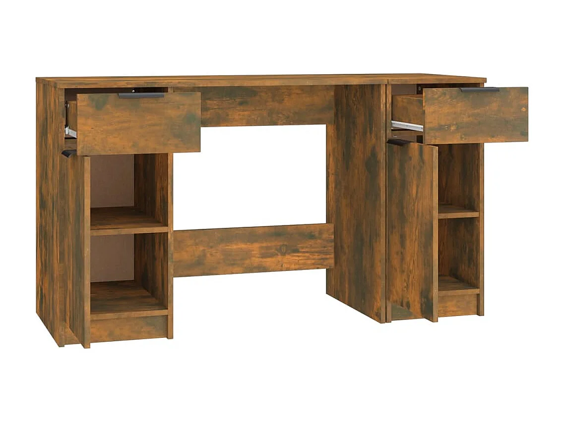 Bureau avec armoire latérale Chêne fumé Bois d'ingénierie