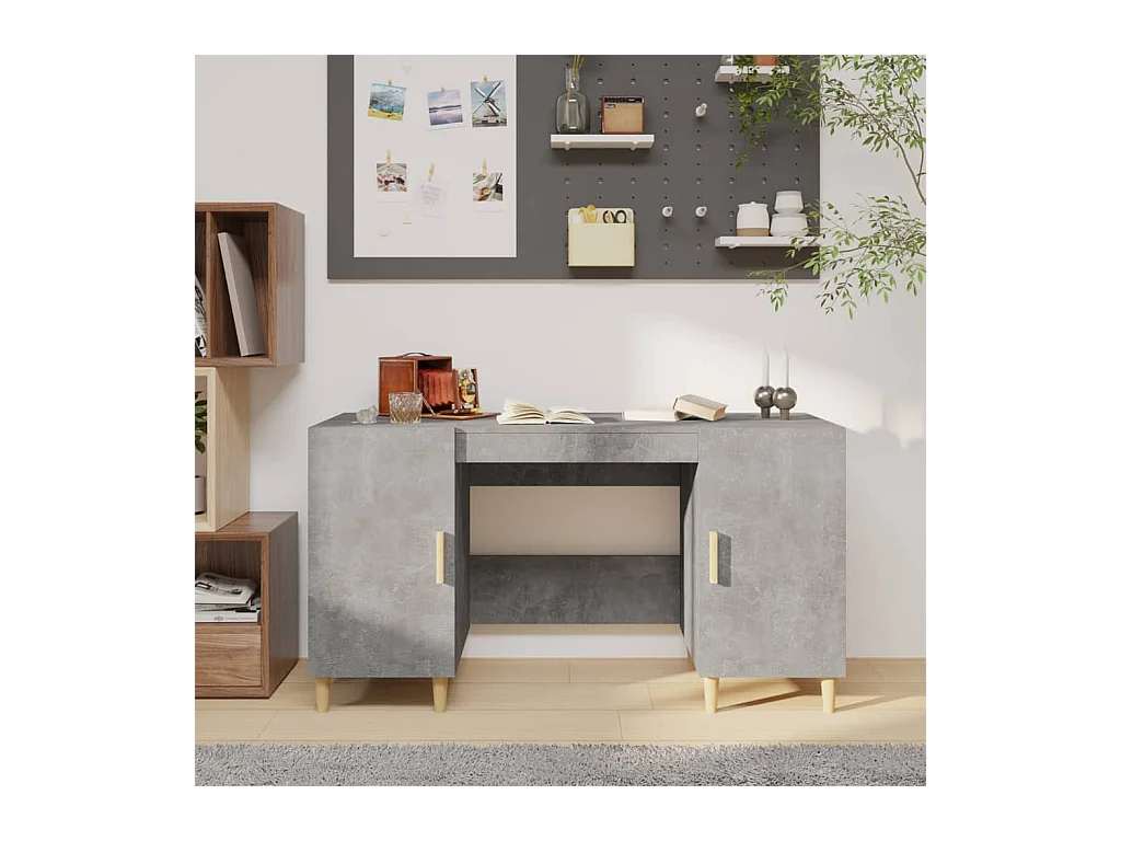 Schreibtisch Betongrau 140x50x75 cm Holzwerkstoff