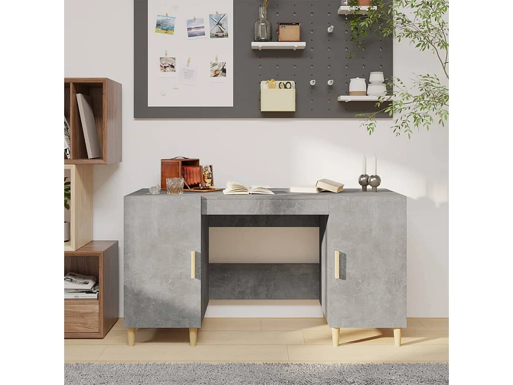 Bureau Gris béton 140x50x75 cm Bois d'ingénierie