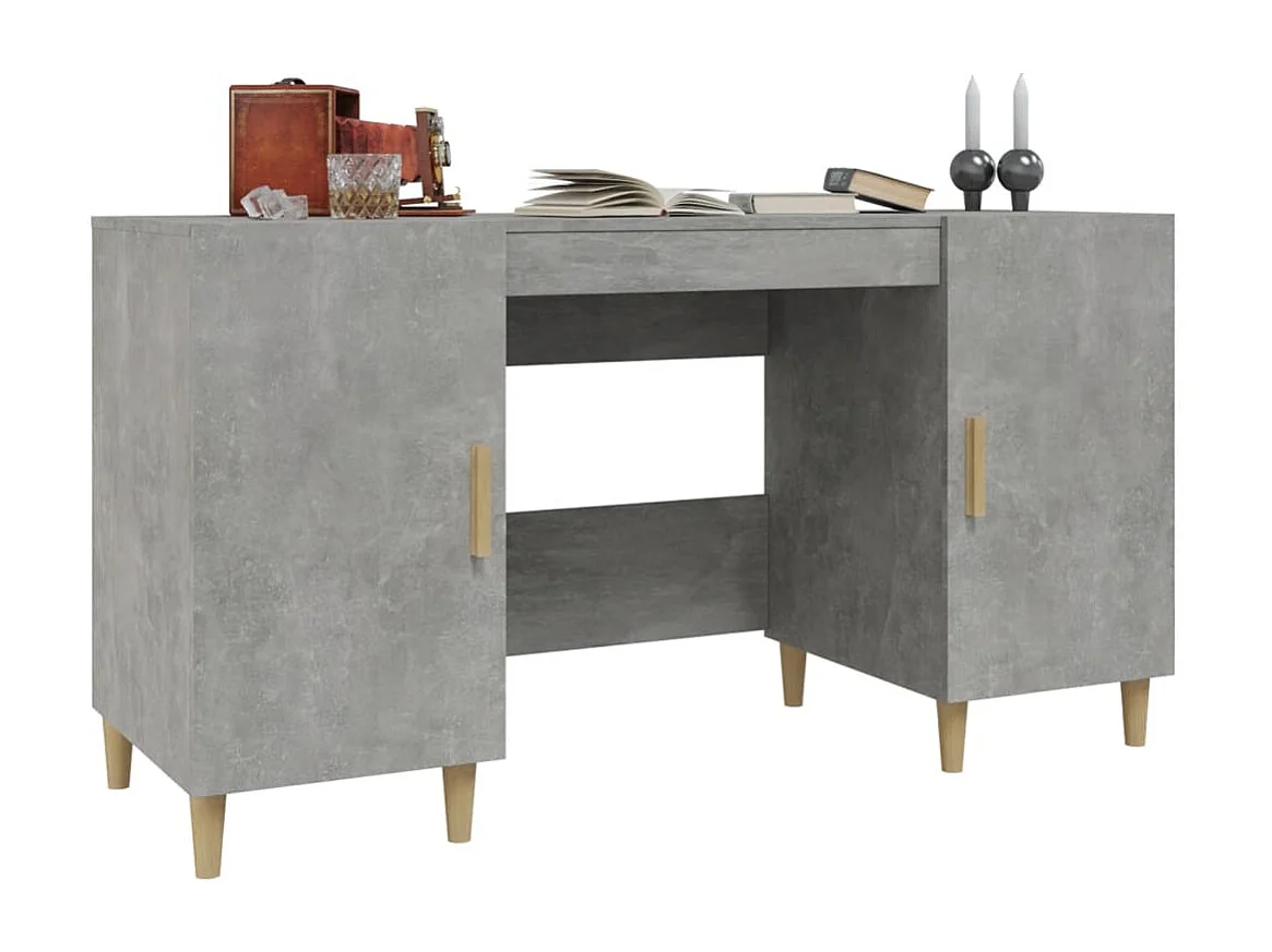 Bureau Gris béton 140x50x75 cm Bois d'ingénierie
