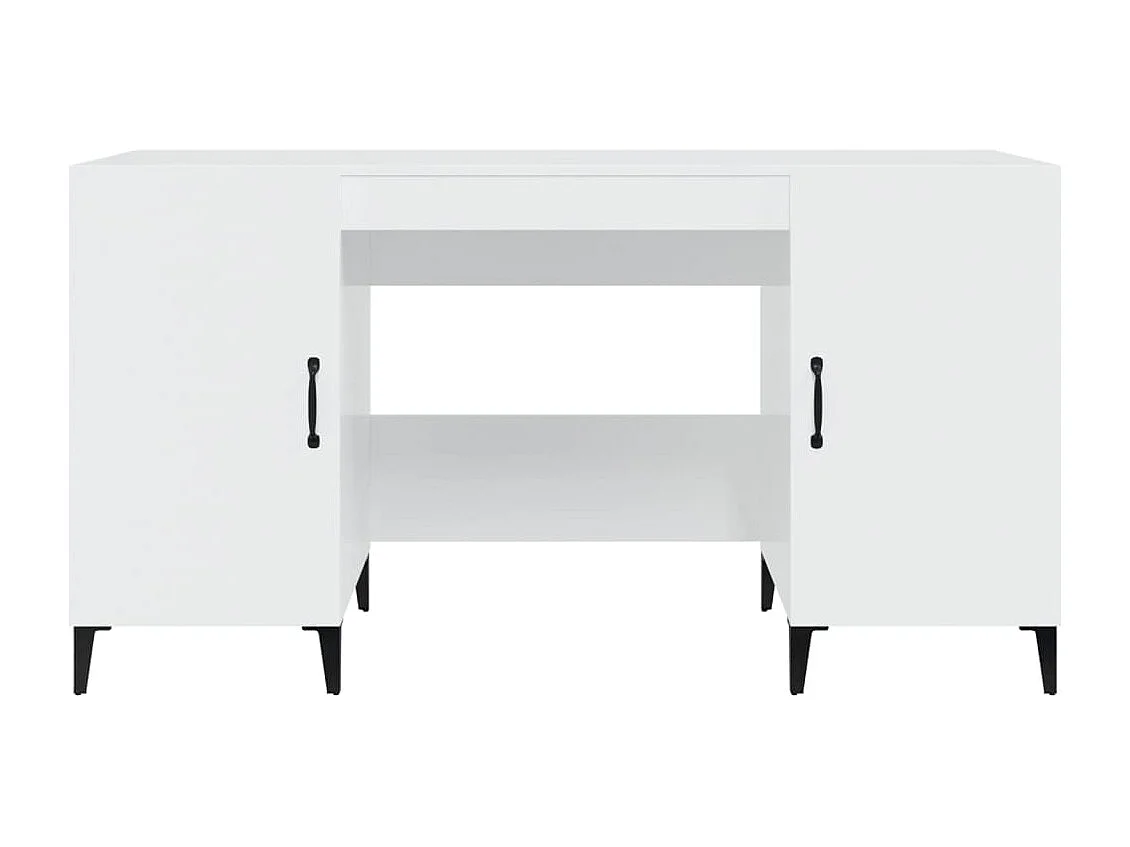 Bureau Blanc brillant 140x50x75 cm Bois d'ingénierie