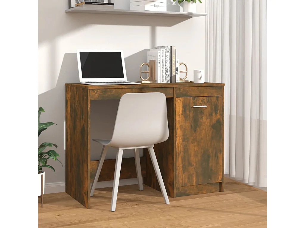 Escritorio madera contrachapada roble ahumado 100x50x76 cm