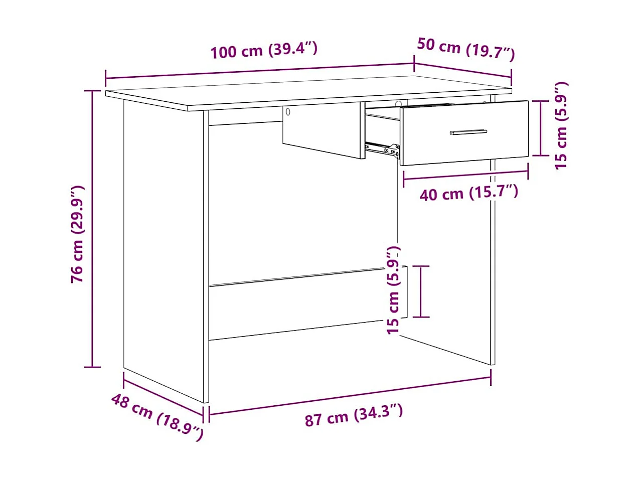 Bureau Blanc 100 x 50 x 76 cm Bois d'ingénierie