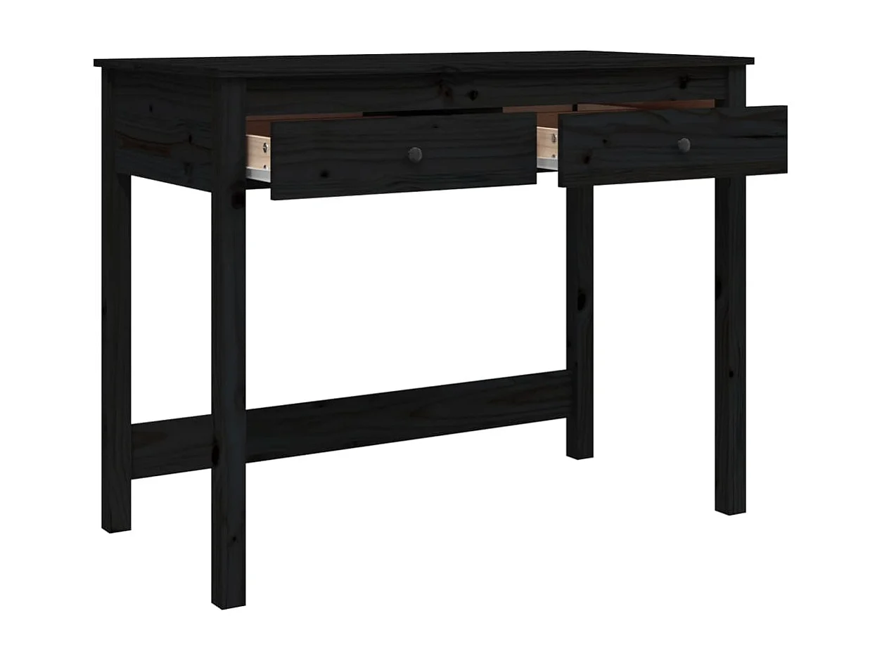 Scrivania con Cassetti Nera 100x50x78 cm Legno Massello di Pino