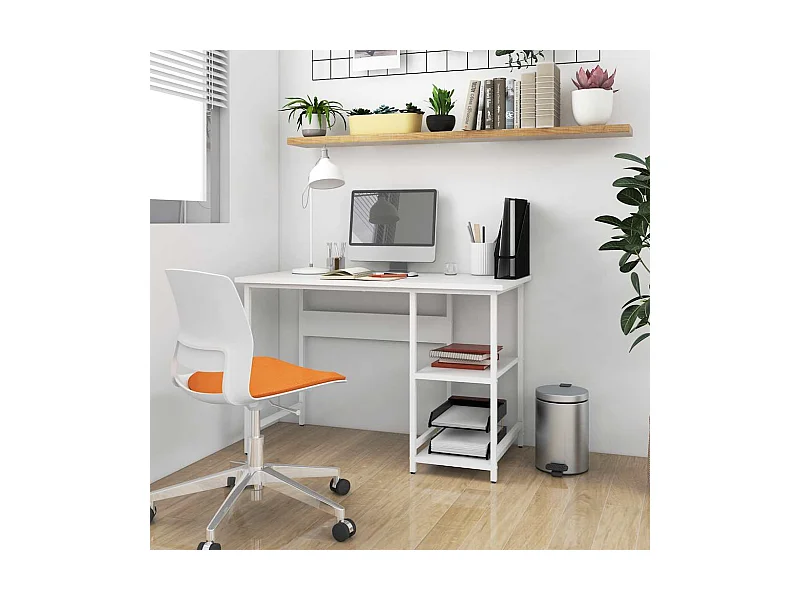 Computertisch Weiß 105x50x72 cm MDF und Metall
