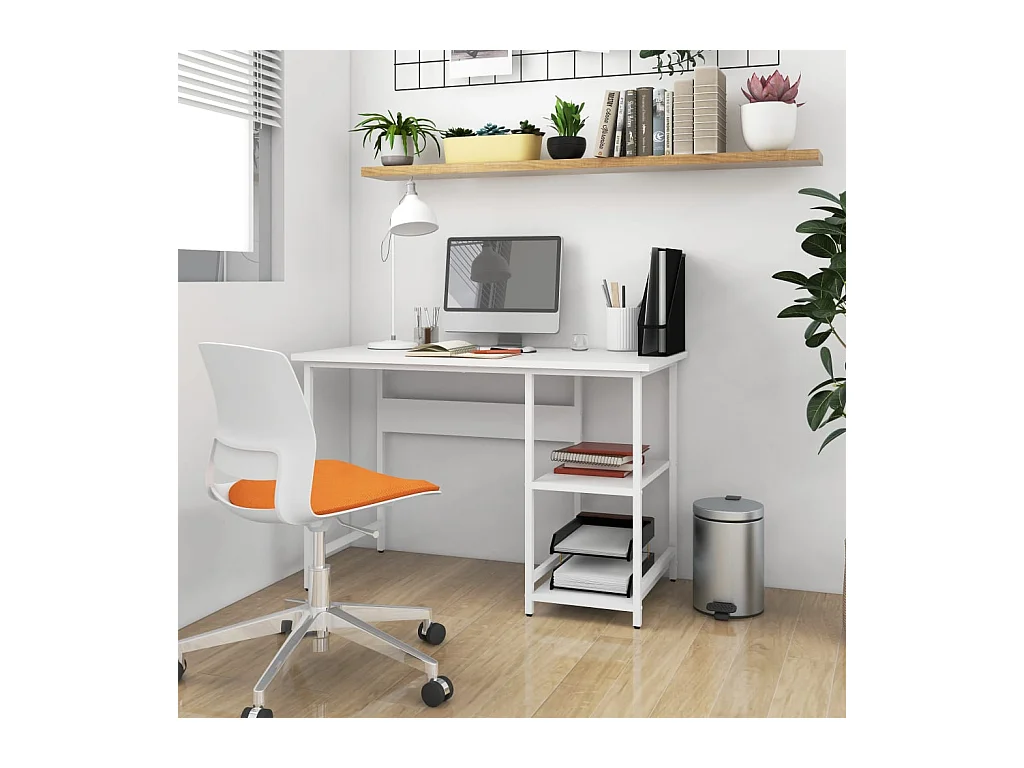 Bureau d'ordinateur Blanc 105x55x72 cm MDF et métal