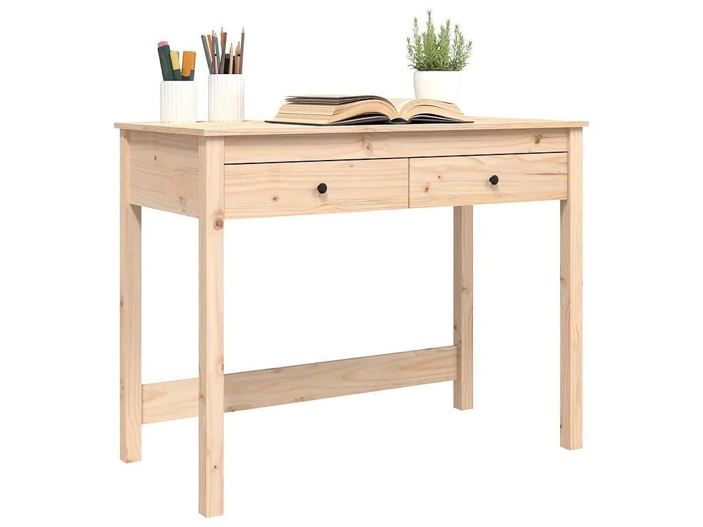 Scrivania con Cassetti 100x50x78 cm in Legno Massello di Pino