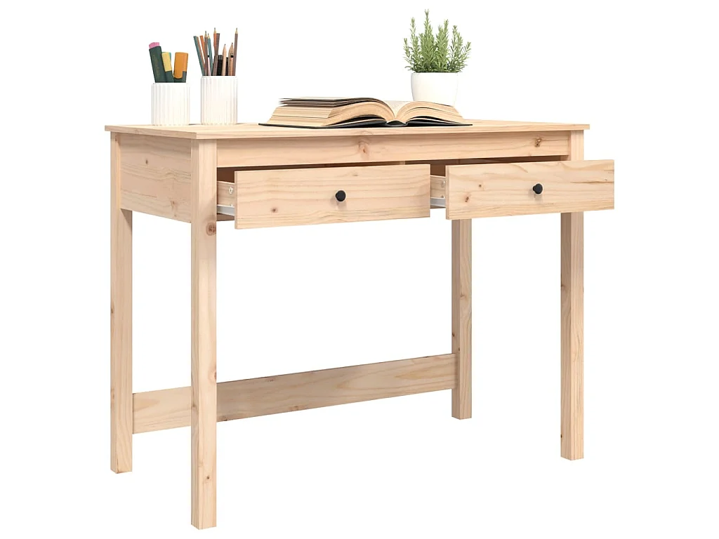 Scrivania con Cassetti 100x50x78 cm in Legno Massello di Pino