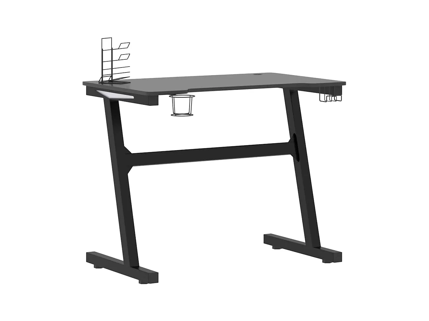 Bureau de jeu à LED avec pieds en forme de Z Noir 90x60x75 cm