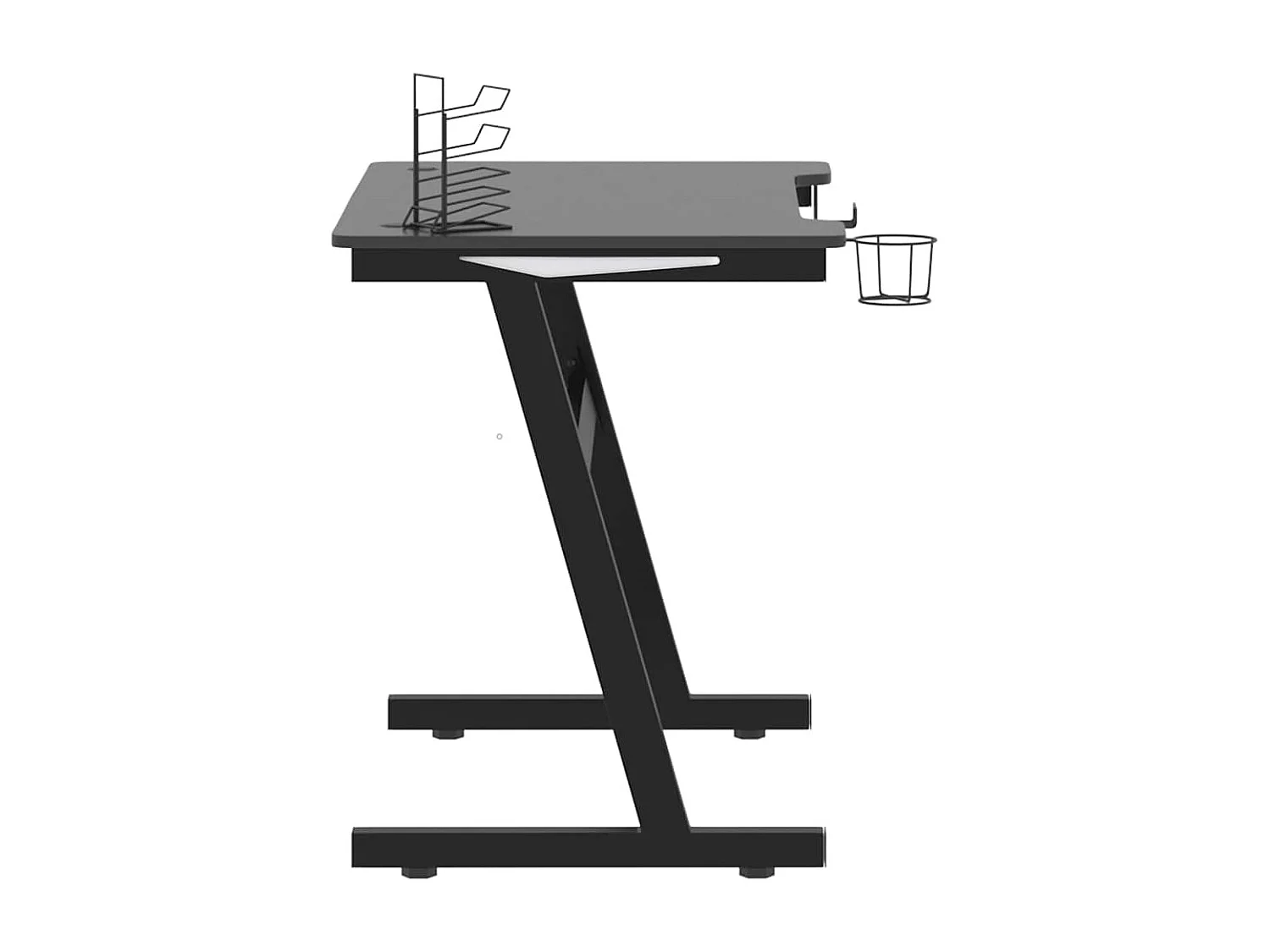 Bureau de jeu à LED avec pieds en forme de Z Noir 90x60x75 cm