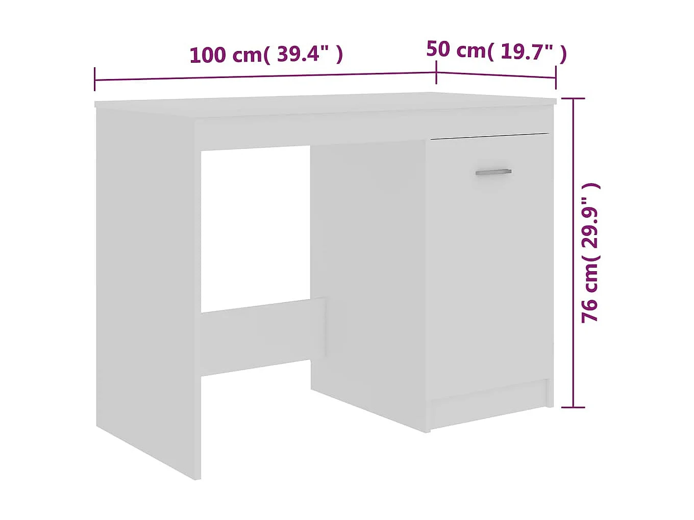 Scrivania Bianca 100x50x76 cm in Legno Multistrato