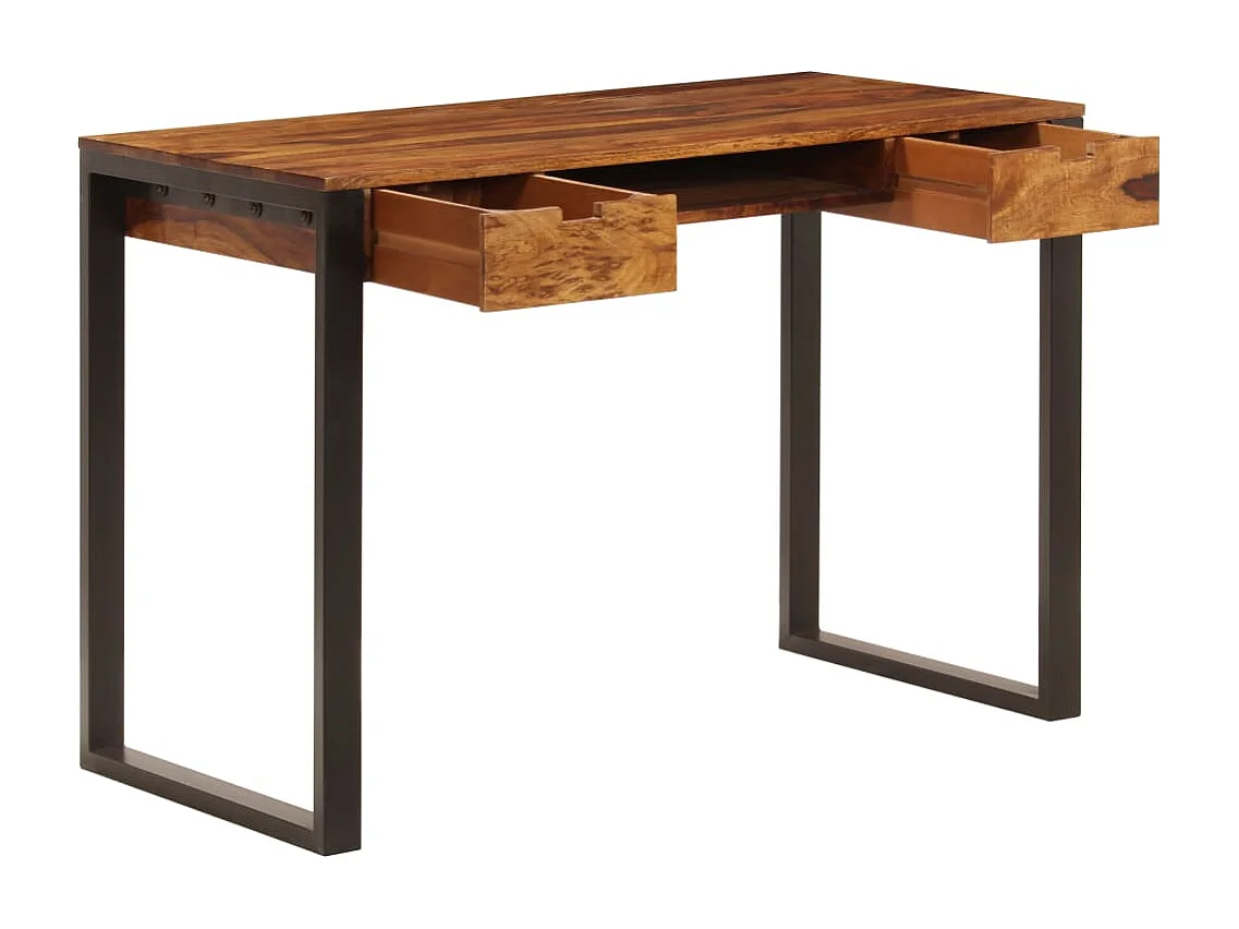 Scrivania 110x55x78 cm Massello di Acacia e Acciaio
