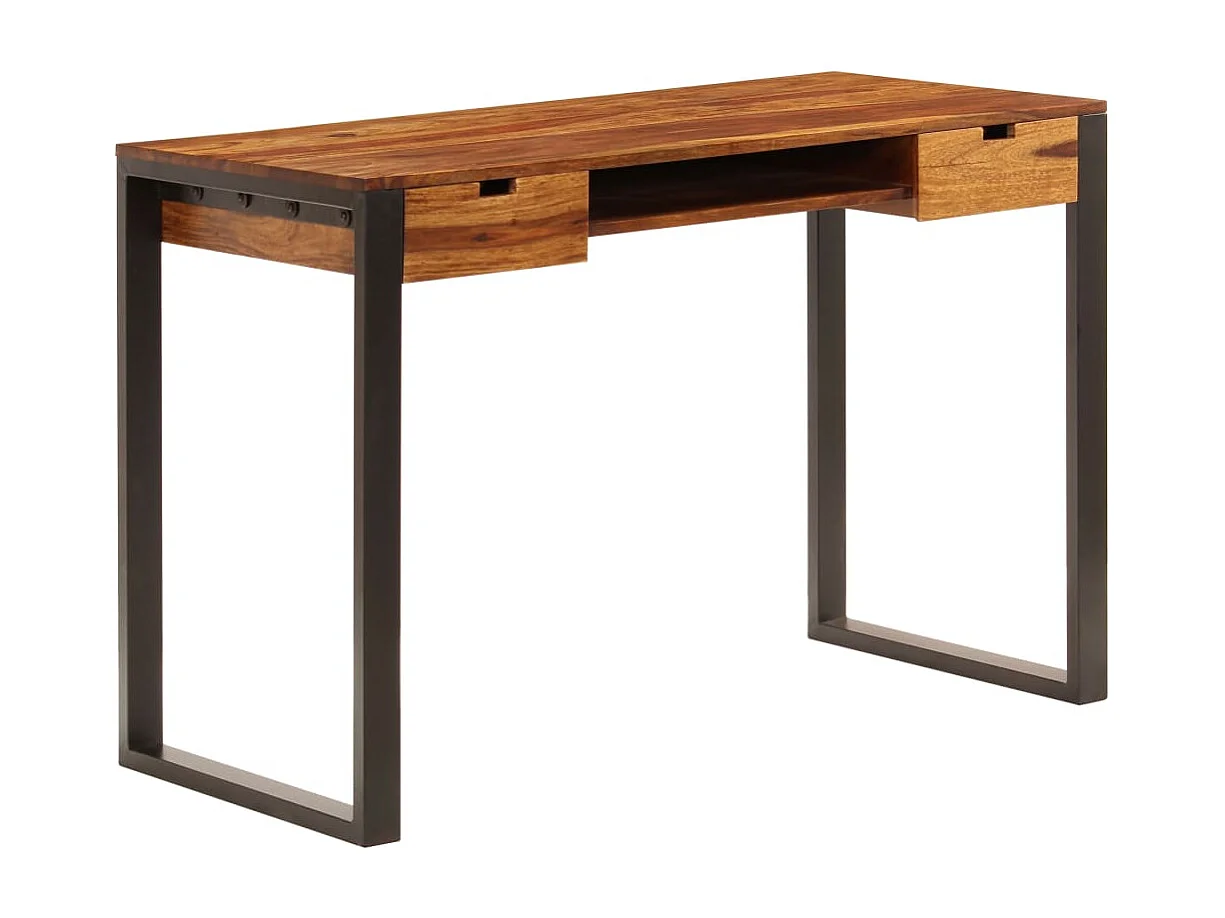 Scrivania 110x55x78 cm Massello di Acacia e Acciaio