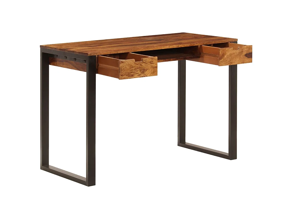 Schreibtisch 110 x 55 x 78 cm Massivholz Akazie und Stahl