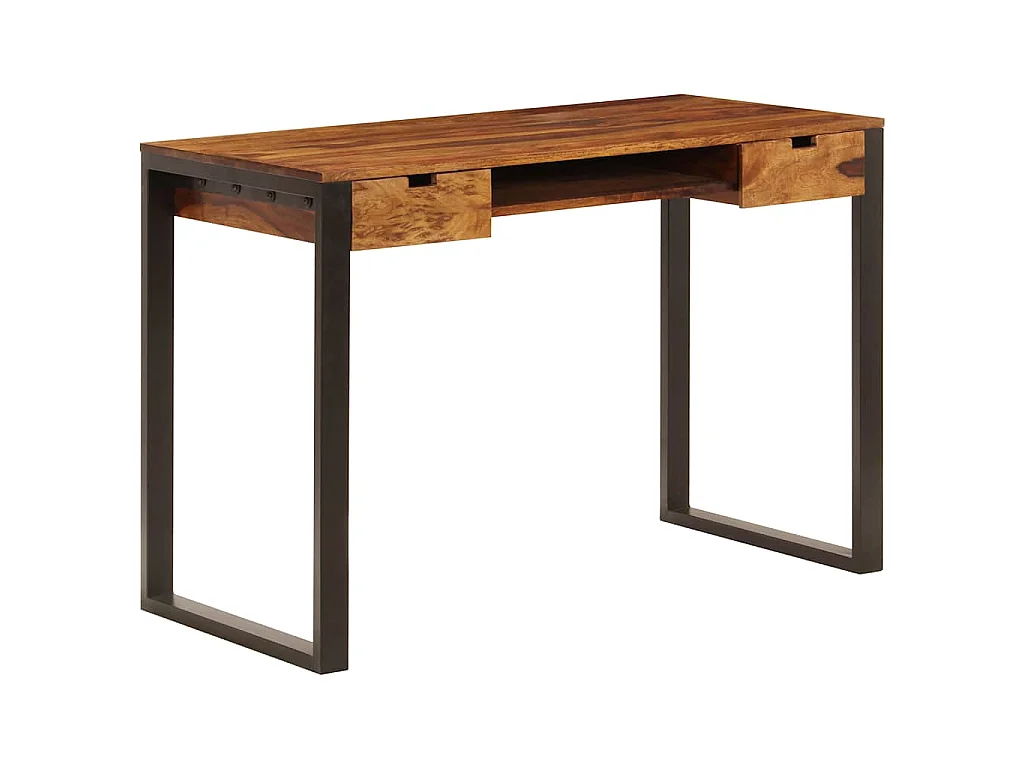 Bureau 110x55x78 cm Bois solide de Sesham Acier