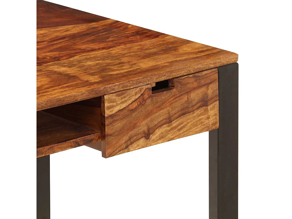 Bureau 110x55x78 cm Bois solide de Sesham Acier