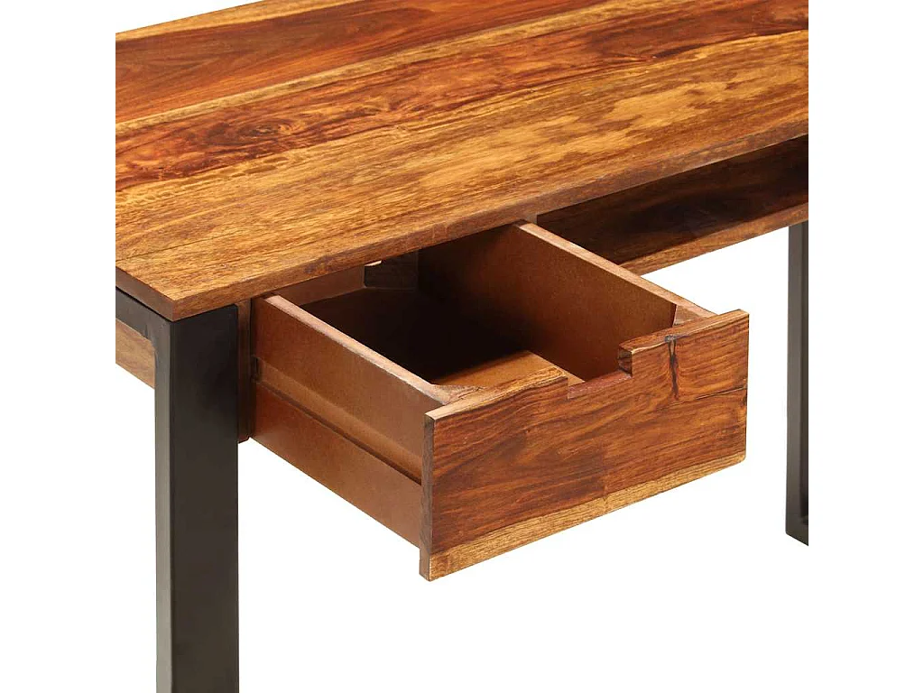 Bureau 110x55x78 cm Bois solide de Sesham Acier