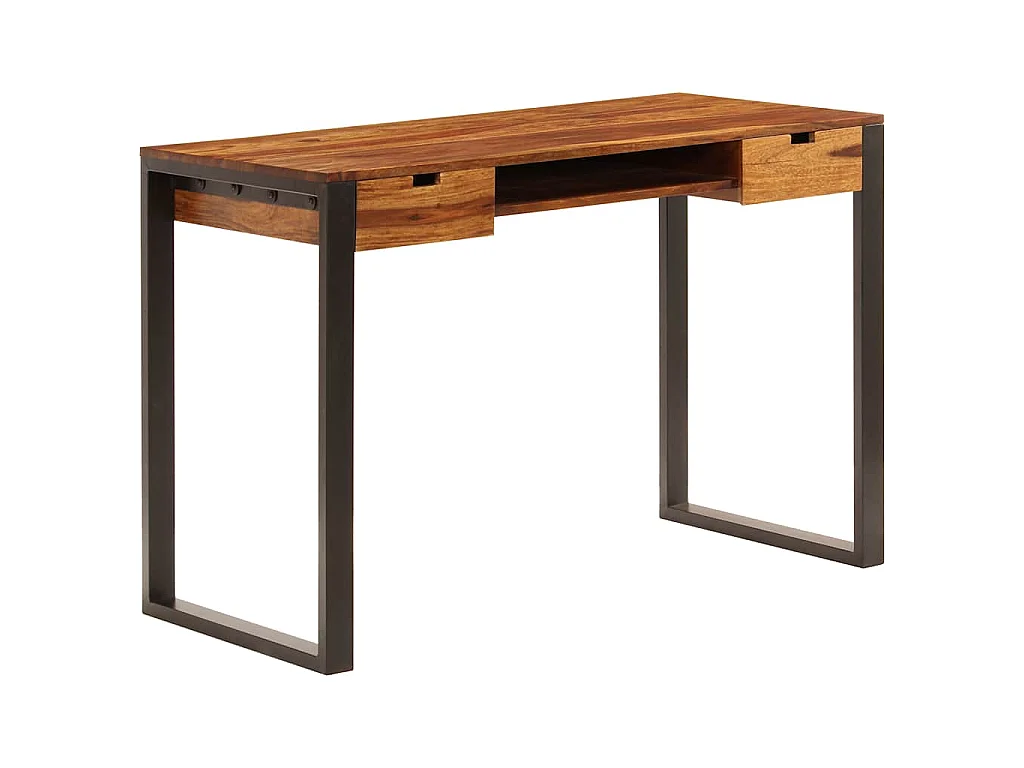 Bureau 110x55x78 cm Bois solide de Sesham Acier