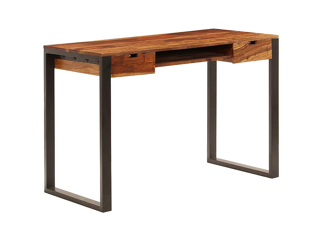 Bureau 110x55x78 cm Bois solide de Sesham Acier