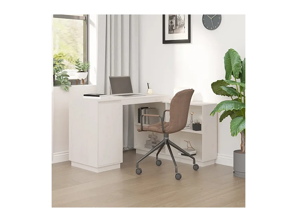 Bureau 110x50x75 cm massief grenenhout wit
