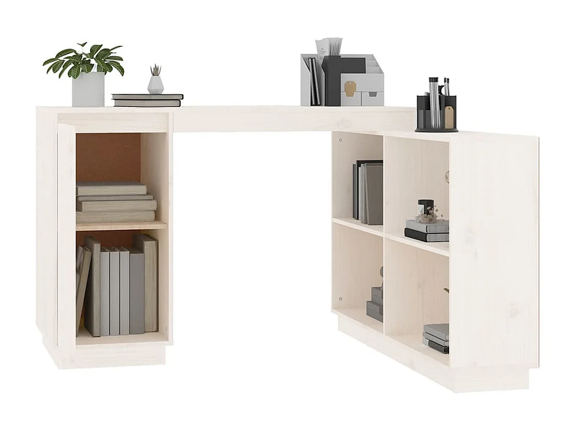 Bureau Blanc 110x50x75 cm Bois massif de pin