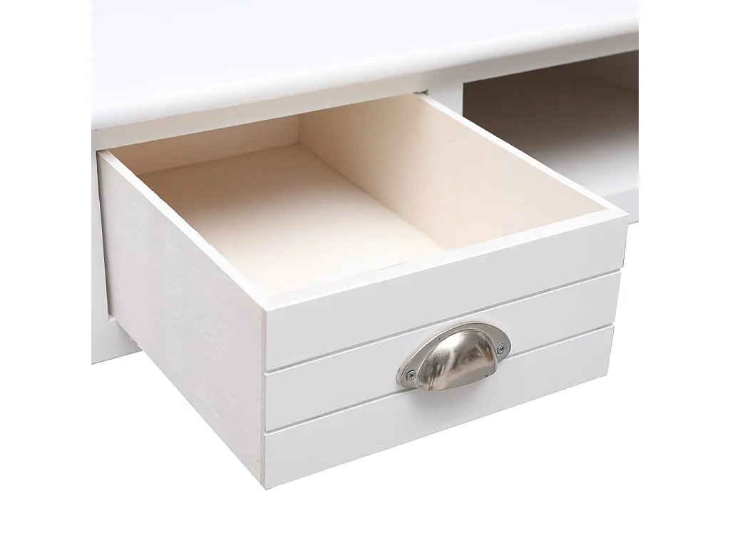 Schreibtisch Weiß 108x45x76 cm Massivholz Paulownia