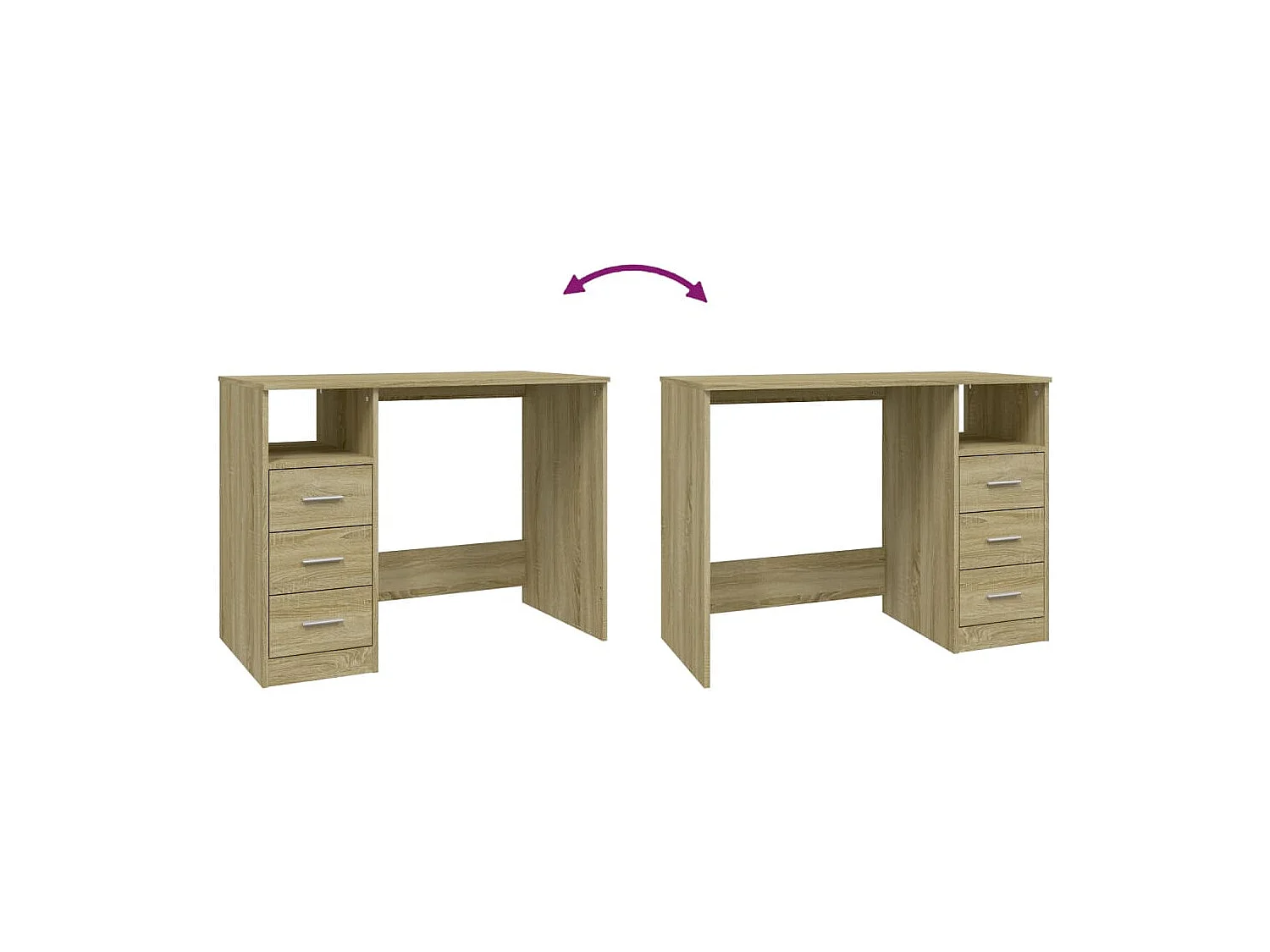 Bureau avec tiroirs Chêne sonoma 102x50x76 cm Bois d'ingénierie