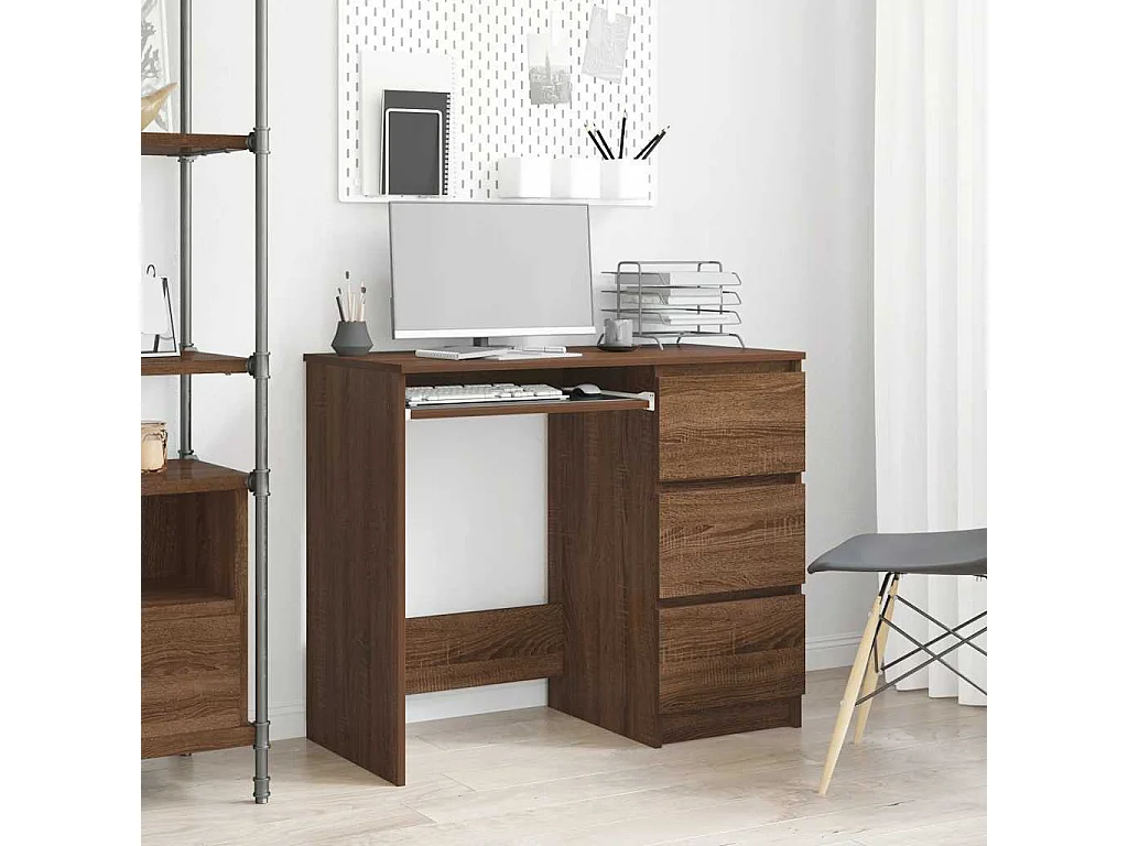 Bureau Chêne marron 90x45x76 cm Bois d'ingénierie
