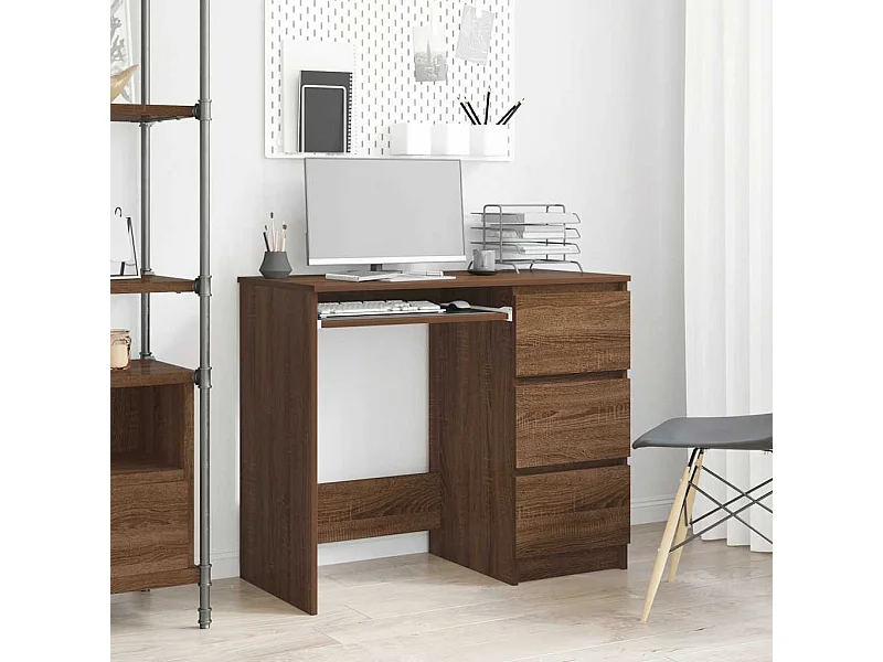 Bureau Chêne marron 90x45x76 cm Bois d'ingénierie