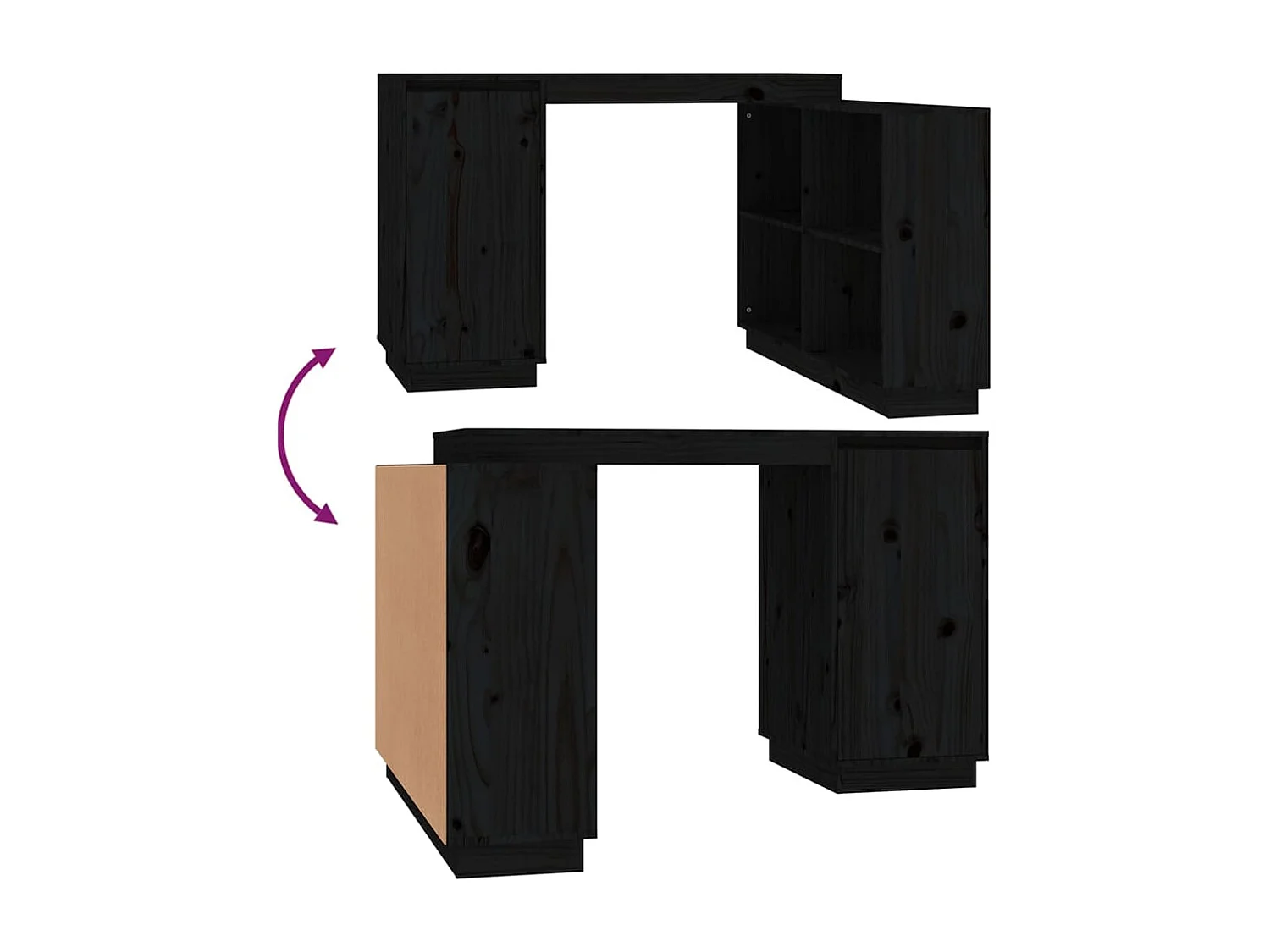 Bureau Noir 110x50x75 cm Bois massif de pin