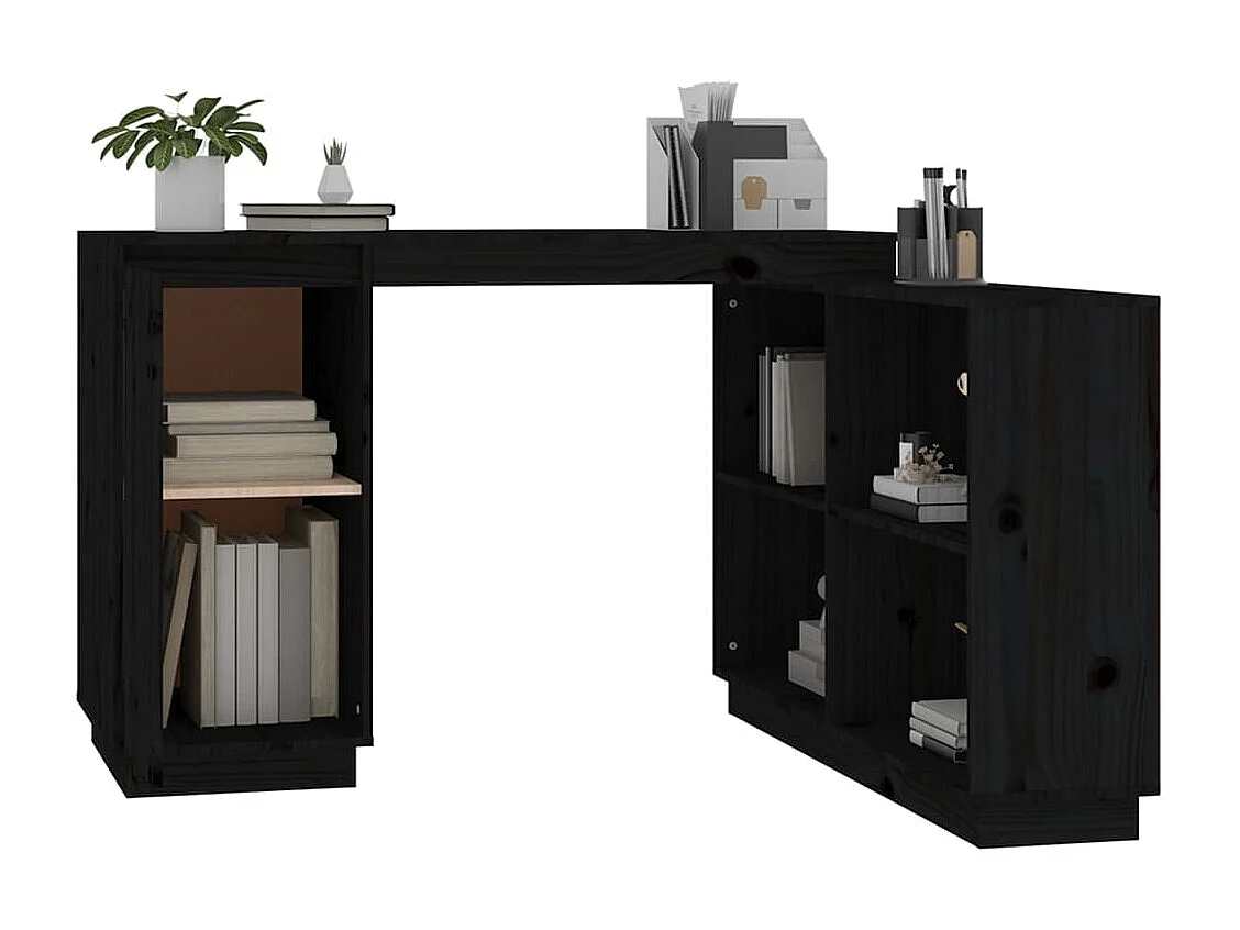 Bureau Noir 110x50x75 cm Bois massif de pin