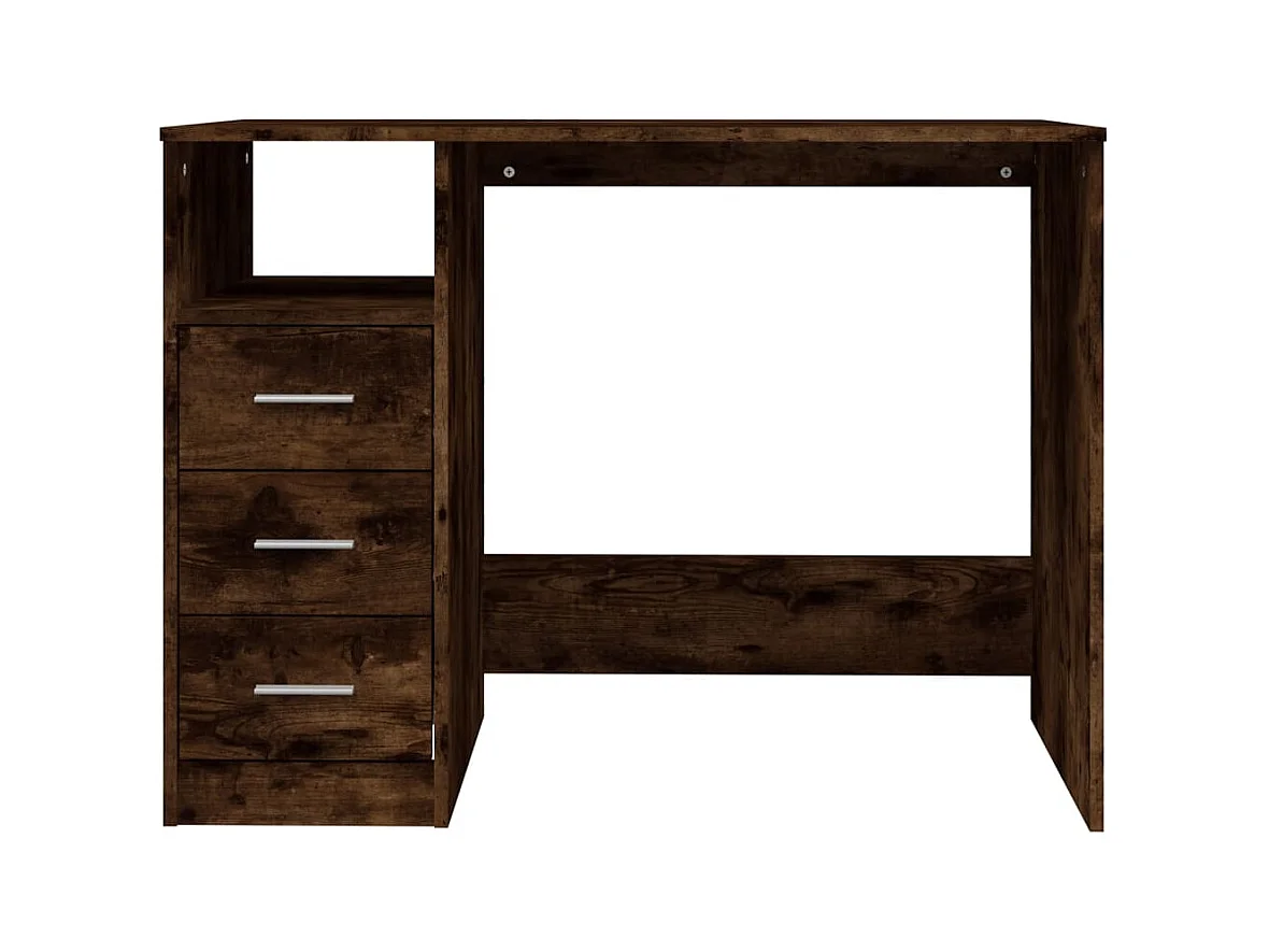 Bureau avec tiroirs Chêne fumé 102x50x76 cm Bois d'ingénierie