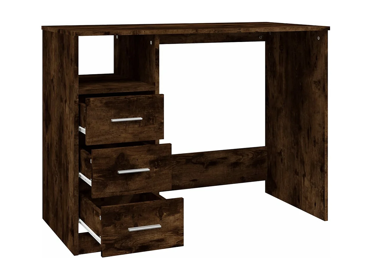 Bureau avec tiroirs Chêne fumé 102x50x76 cm Bois d'ingénierie