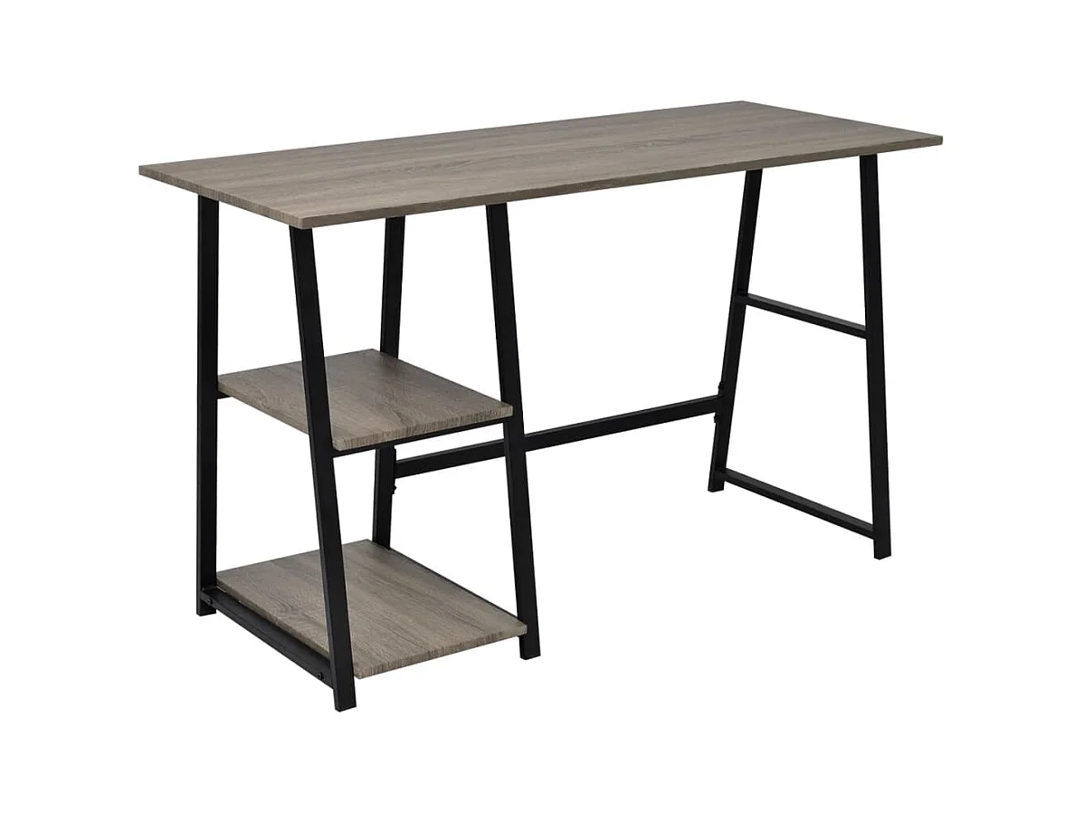 Bureau met 2 schappen grijs en eikenkleurig