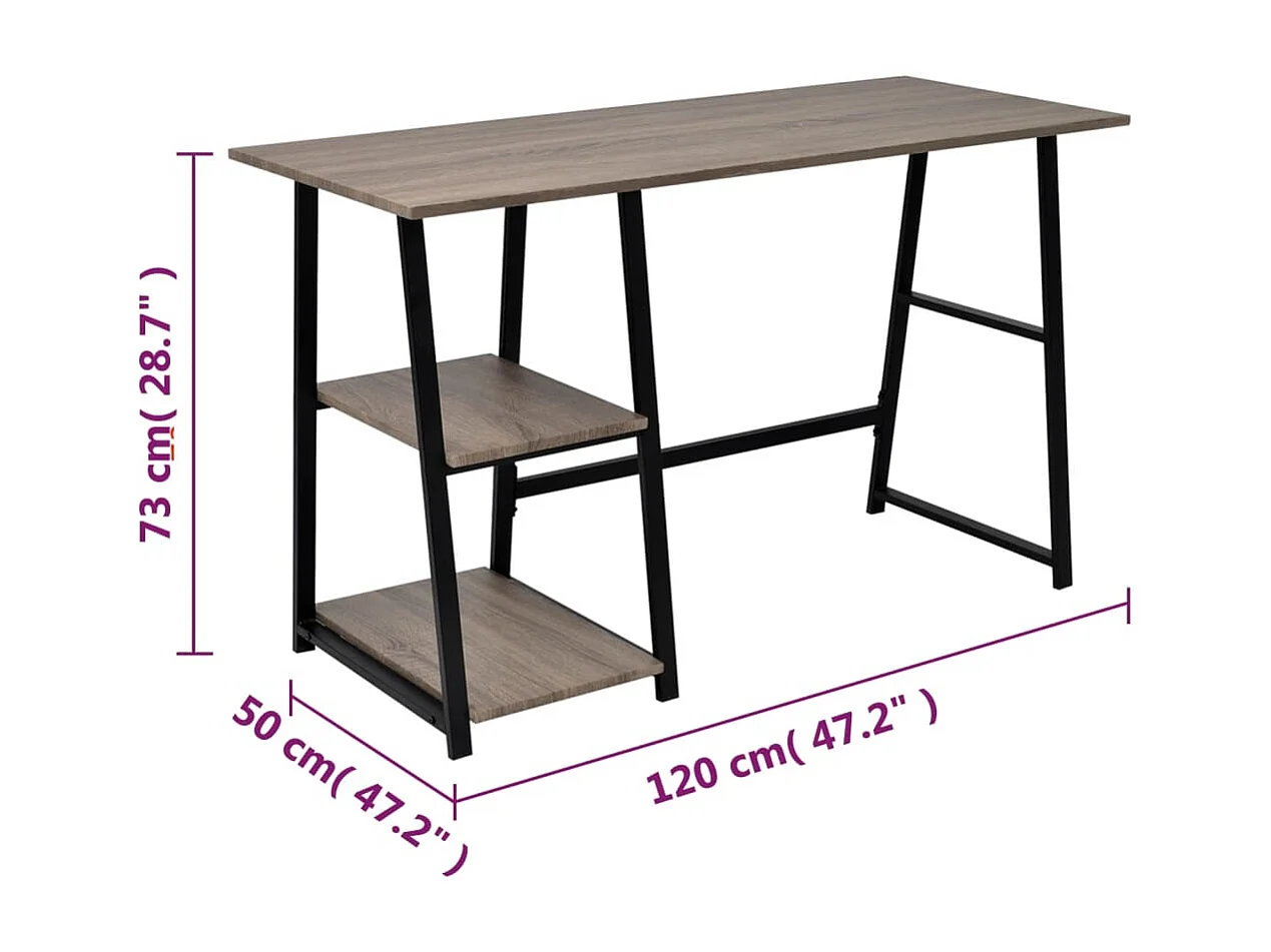 Bureau avec 2 étagères Gris et chêne