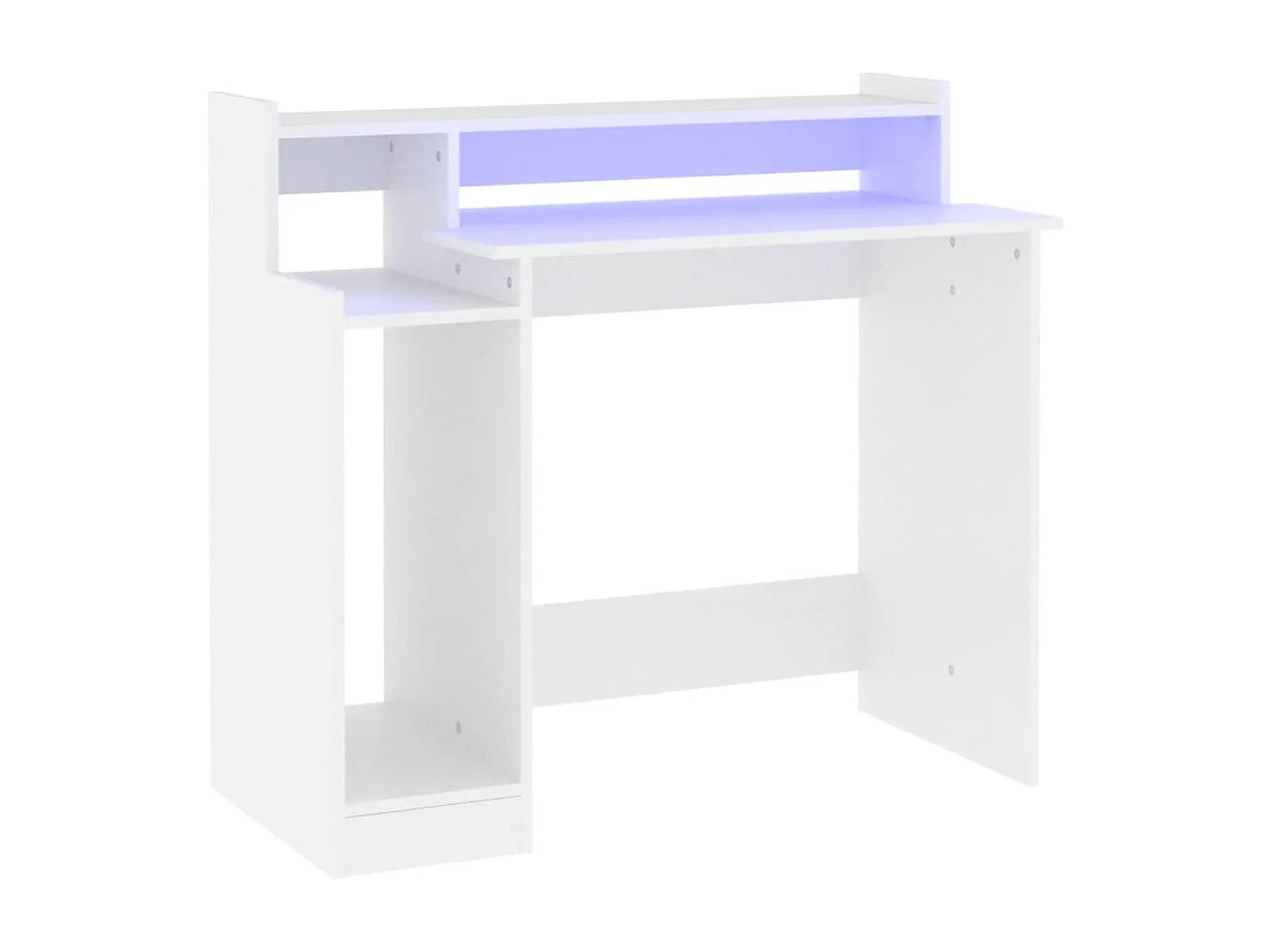 Bureau avec lumières LED Blanc 97x45x90 cm Bois d'ingénierie