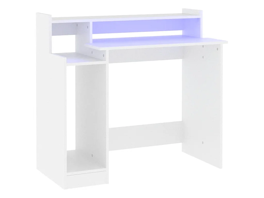 Bureau avec lumières LED Blanc 97x45x90 cm Bois d'ingénierie