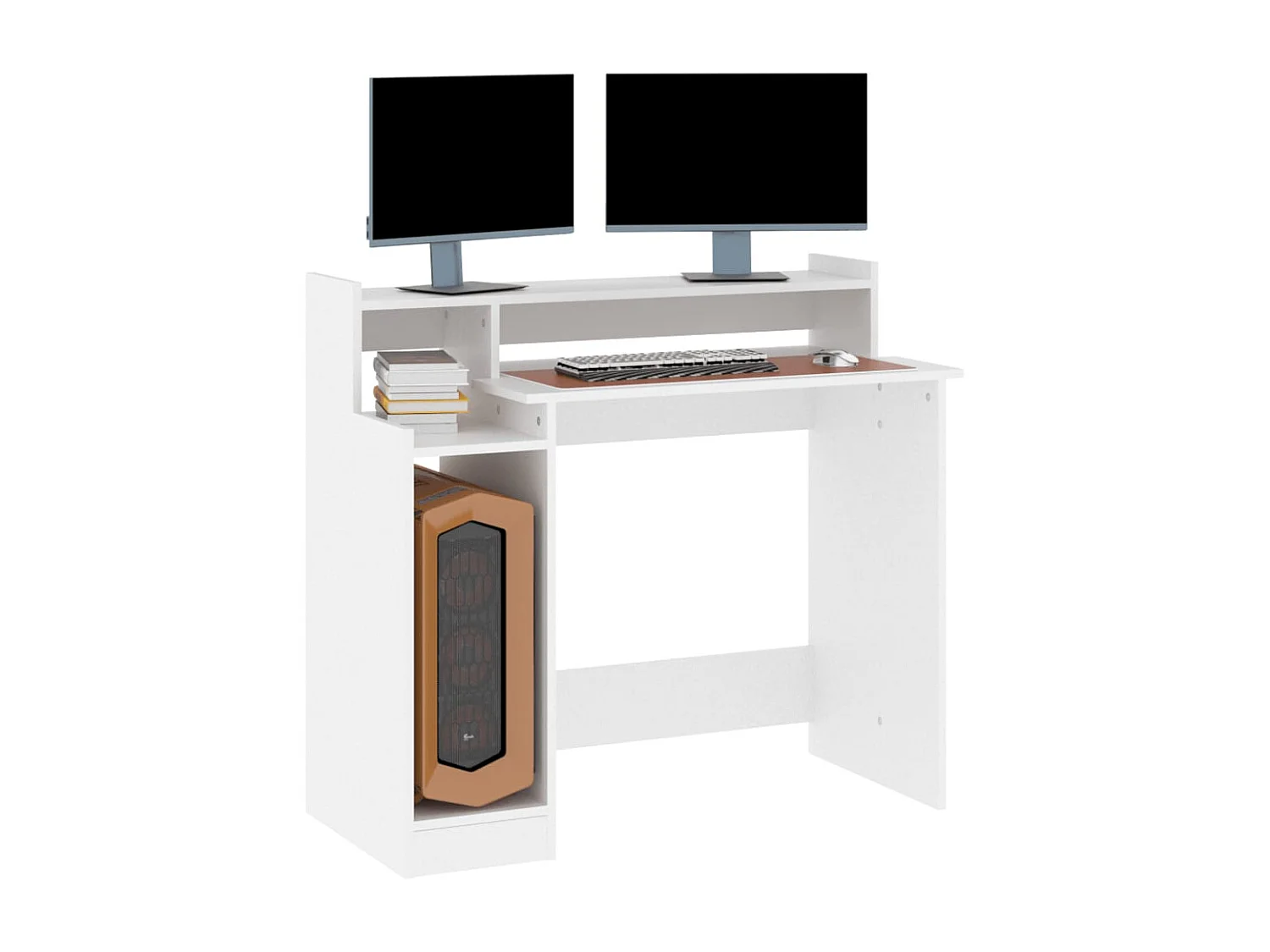 Bureau avec lumières LED Blanc 97x45x90 cm Bois d'ingénierie
