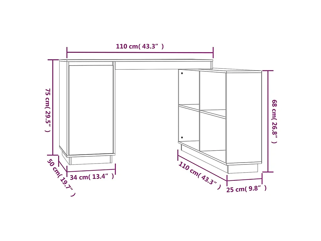 Bureau 110x50x75 cm massief grenenhout honingbruin