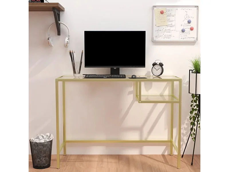 Bureau d'ordinateur Transparent 100x36x74 cm Verre trempé