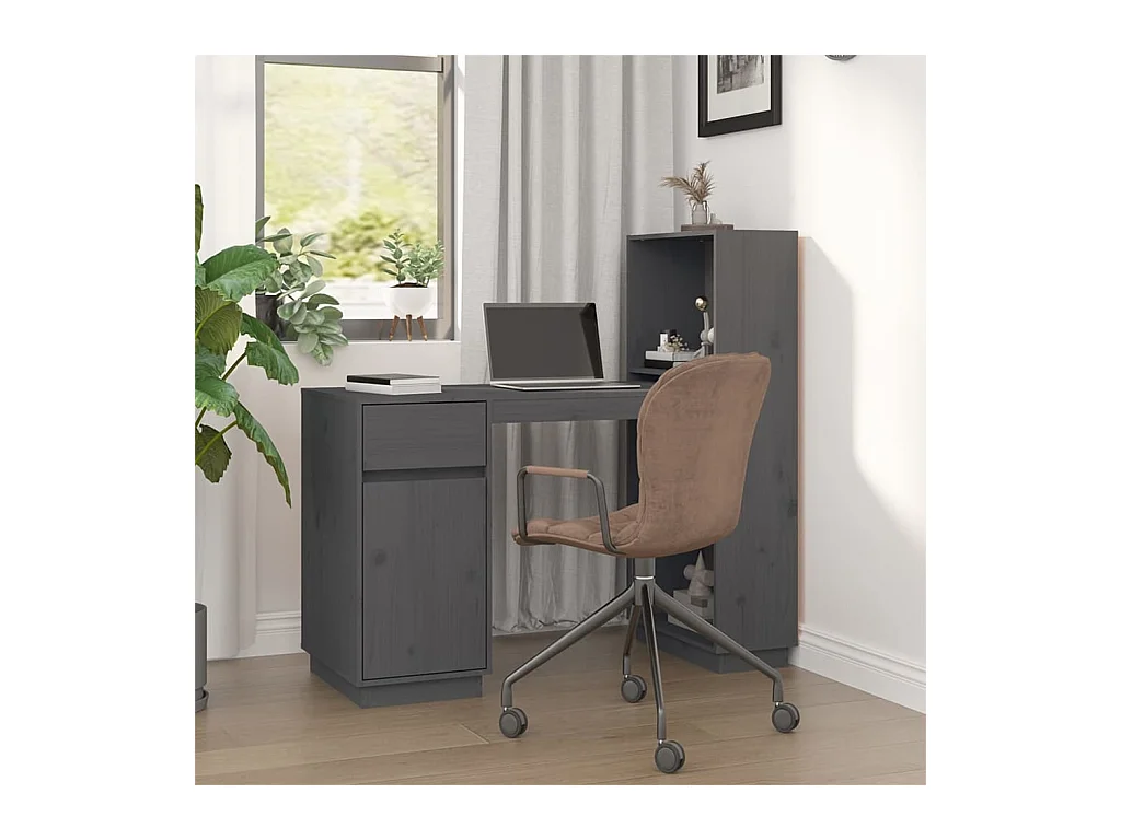 Bureau Gris 110x53x117 cm Bois massif de pin