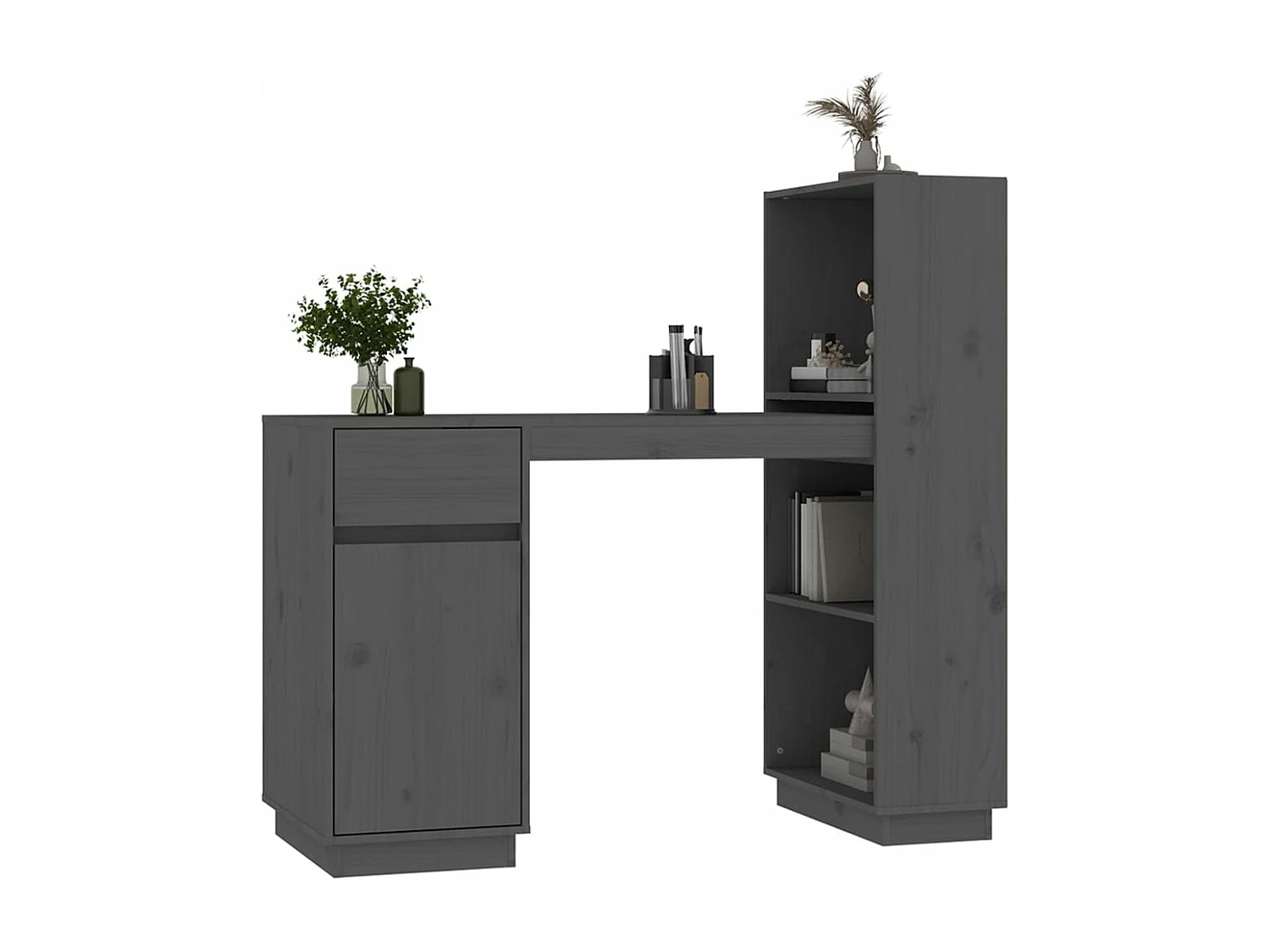 Bureau 110x53x117 cm massief grenenhout grijs