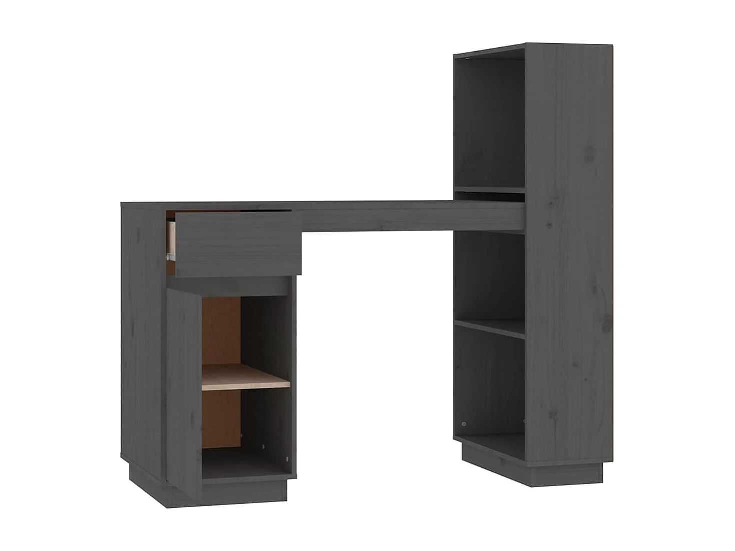 Bureau 110x53x117 cm massief grenenhout grijs