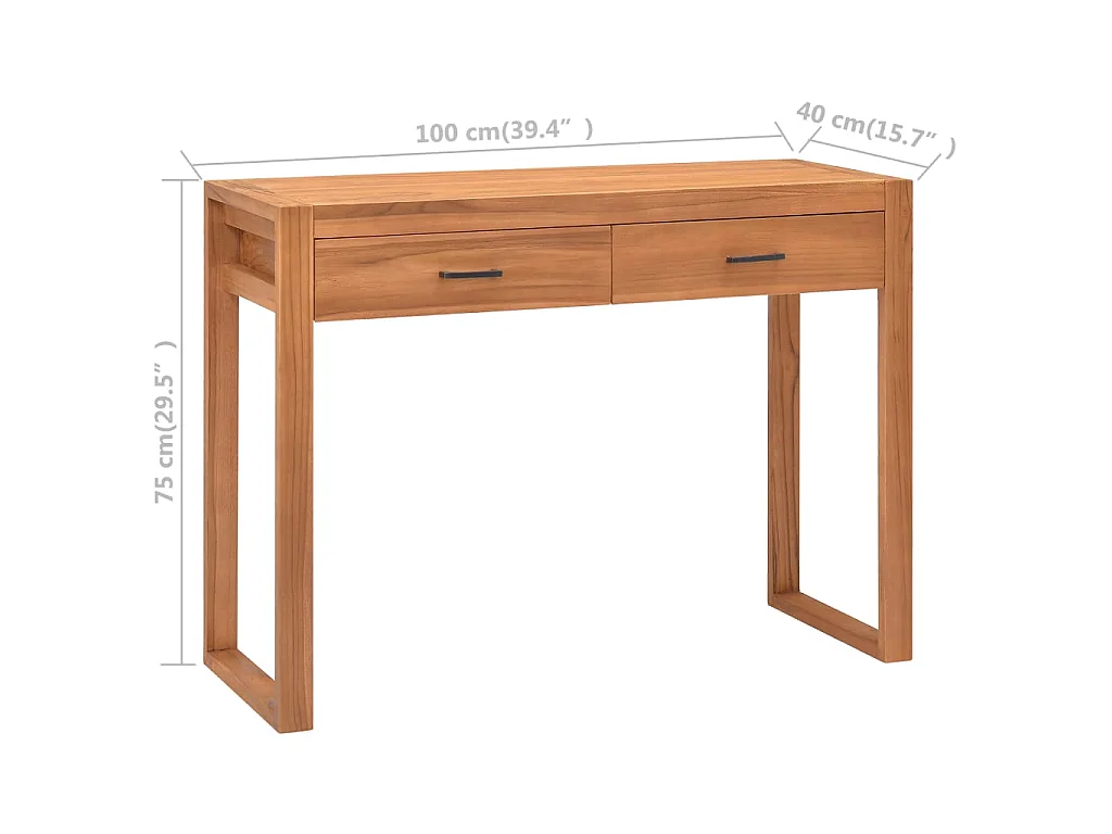 Schreibtisch mit 2 Schubladen 100x40x75 cm Teakholz